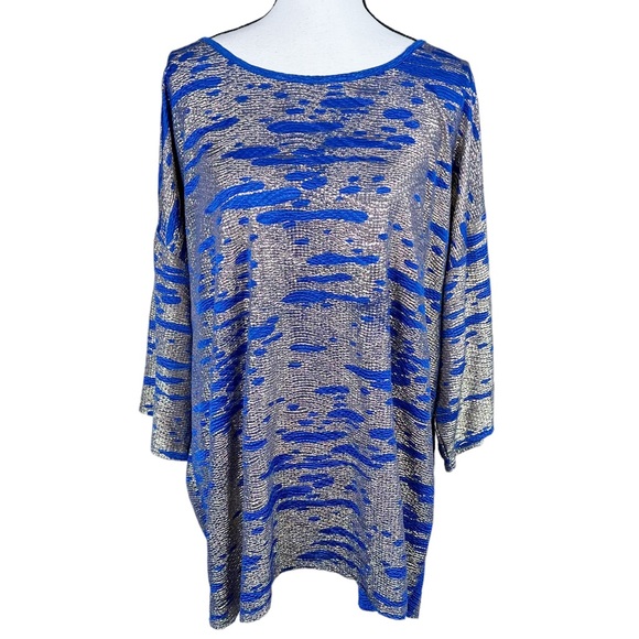 ASOS Blue and Metallic Gold Tunic - Picture 1 of 5